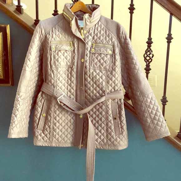 michael kors quilted belted coat